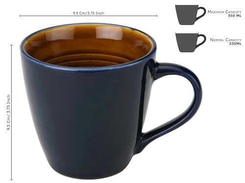Image of Bodhi House Handcrafted Ceramic Coffee Mug Set of 2 Pieces (350 Ml), Stoneware Tea Cup, Microwave Safe Large Milk Mug, Glossy Finish, Ideal for Daily use, Casual Gatherings and Gifting, Royal Blue