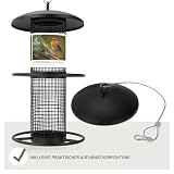 wildtier liebe Vogelfutterspender 26cm, Schwarz - Erdnussfutterspender aus rostfreiem Metall, Vogel Futterstation, Futtersäule, Nüsse Erdnüsse, Wildvögel Futtersilo