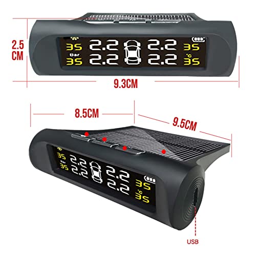 #N/A TPMS sem fio, sistema de monitor de pressão dos pneus, monitor LCD + 4 sensores externos, alarm
