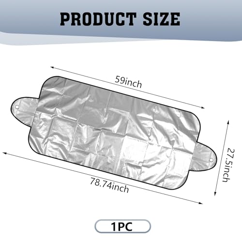 Image of Car Windshield Cover for Ice and Snow, Against Frost Ice and Snow Easy Installation Front Windshield Cover, 190T Silver Coated Cloth Double-sided Protective Auto Cover, Universal for Cars (Silver)