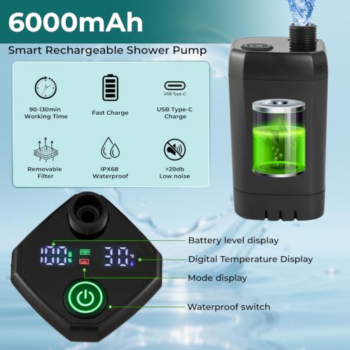 Kit de ducha portátil para camping con carpa de privacidad emergente y calentador de 1500W miniatura 5