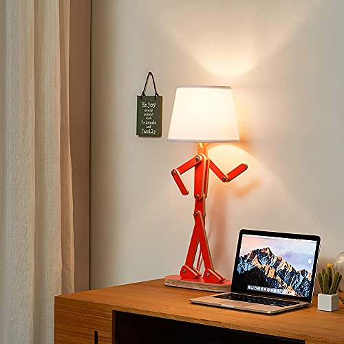 Hroome Fun Desk Lamp For Kids Bedside Bedroom - Creative Swing Arm Modern Unique Reading Wood Table Light For Living Room Girls Boys Quirky Gift - Oran Orange, Bulb Included #TOP7