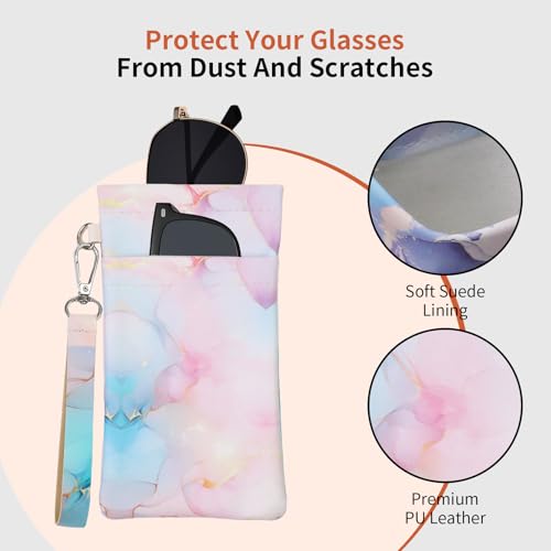 Image of Double Eyeglass Case Soft Dual Glasses Case for Women Men Travel Squeeze Top Sunglasses Cases Eyeglasses Pouch