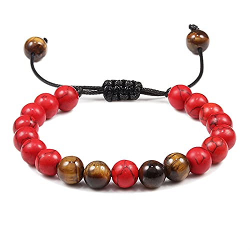 Perles d'oeil de tigre authentiques sur bracelet en corde tressée noire