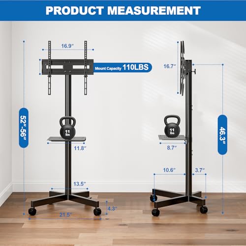 image for HOLMAXD Mobile TV Stand for 23-65 Inch LCD LED Flat/Curved Panel Scree