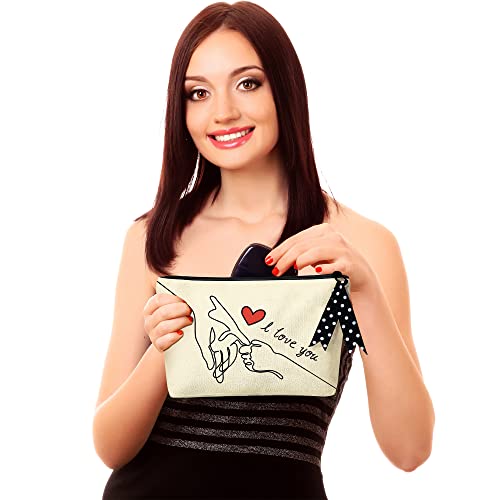 BeeGreen Makeup Case with Liner and Inner Zipper Pocket and 11.8" x 7" x 3.9" Unique Birthday Gifts for Women 12oz Canvas Travel Bag with Ribbon Makeup Bag for Best Friend Mother Gift Ideas - Image 6