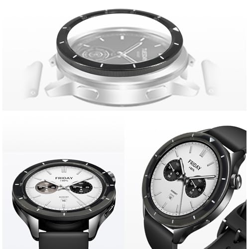 XBERSTAR Bague de lunette en acier inoxydable pour Xiaomi Watch S4/S3, design noir – vue 2