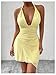 SHENHE Women's Deep V Neck Halter Mesh Bodycon Mini Dress Plunge Party Beach Vacation Dresses Yellow X-Small