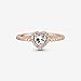 PANDORA Sparkling Elevated Heart Ring - Rose Gold Ring for Women - Layering or Stackable Ring - Gift for Her 14k Rose with Cubic Zirconia - Size 4.5 - With Gift Box