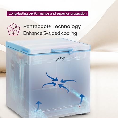 Image of Godrej DH ESNCH 230C 1HCGP RW with 5 Years Comprehensive Warranty, Pentacool+ Cooling, D-Cool technology, Cools even at 50 C, Single Door Convertible Deep Freezer (207L 3 Star, White)