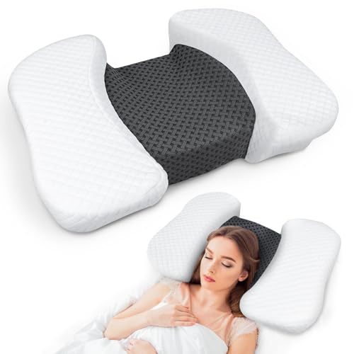 HOMCA Almohada para Dormir Boca Arriba, Entrenamiento de Sueño de Espalda, Almohada de Belleza Antiarrugas y Antienvejecimiento, Almohada Cervical de Espuma Viscoelástica, Negro