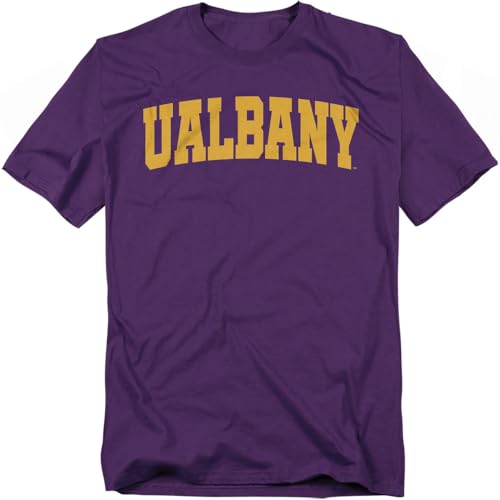 LOGOVISION University at Albany School Name Arch Unisex Adult T Shirt, Purple, X-Large