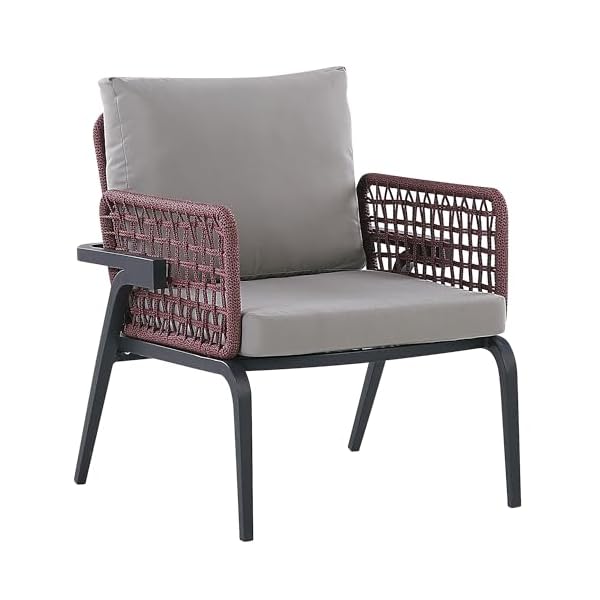 Loungeset Sciacca 4-Sitzer Schwarz & Burgunderrot