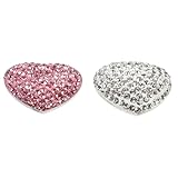 Milisten 2 Stück Herzförmige Strass Kühlschrankmagneten aus Edelstahl 3D Metallaufkleber Glänzend Kratzfrei Magnetische Deko für Küche Büro und Zuhause