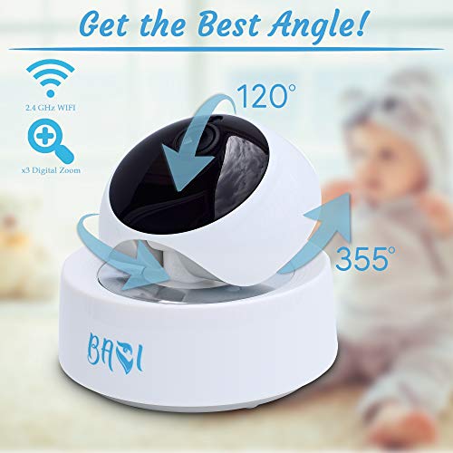 Video Baby Monitor with Camera and Audio, Night Vision, Remote Control, Motion Detection, Two Way Audio, for Infant/Elderly/Pet/Nanny Compatible with iOS and Android