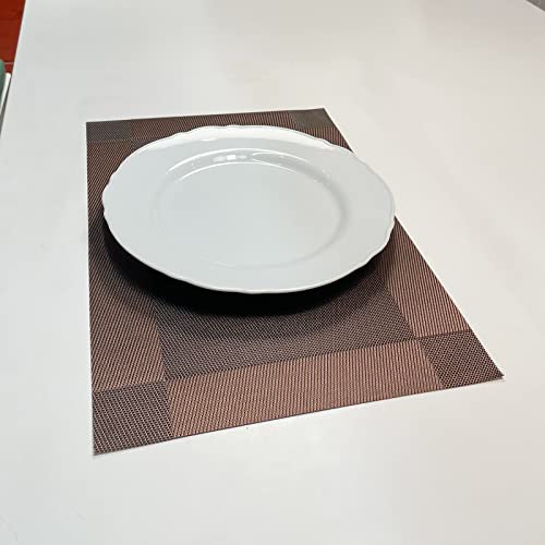 Canglifull Placemats Set Of 6, Vinyl Woven Placemats, Beautiful Washable And Durable Non-Slip Table Placemats, Indoor/Outdoor Placemats (Coffee, 6) #TOP4