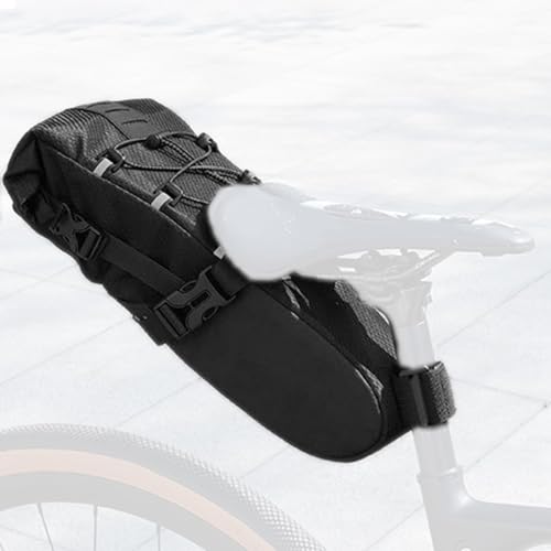 Asixxsix 自転車シートバッグ、5.8L大容量の軽量でポータブル自転車サドルバッグの下のシートの下、マウンテンロードバイク用のシートテールバッグの下の雨プルーフバイクパック (BLACK)