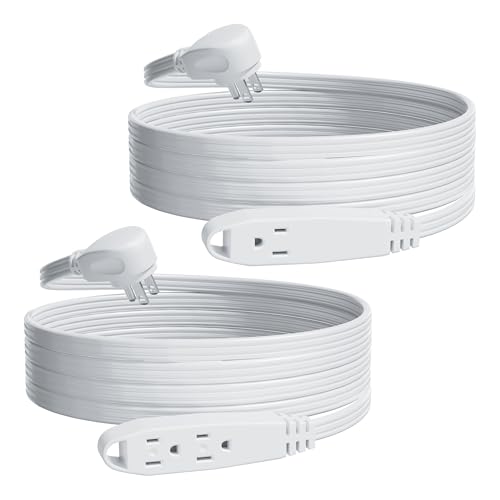 Kasonic 12-Feet 3 Outlet Extension Cord, 2 Pack, Triple Wire Grounded Multi Outlet, UL Listed 16/3 SPT-3, 13 Amp - 125V - 1625 Watts (White)