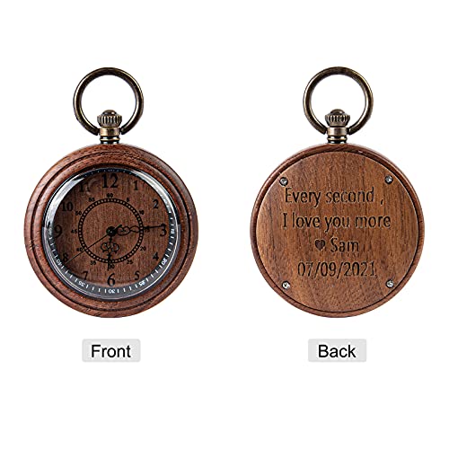 Valentine's Day Gifts For Him Personalized Wooden Pocket Watch Custom Engraved Pocket Watch For Men Personalized Valentines Day Gifts Birthday Gifts Wedding Gifts Christmas Gifts For Men (Style 1) #TOP2