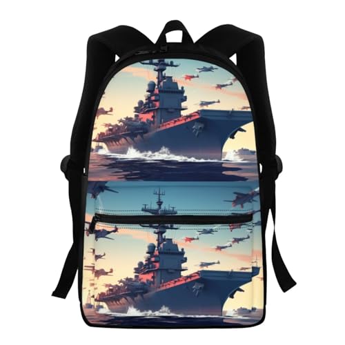 Uasibuni Mini Warships Pattern School Backpacks for Kids Preschool Backpack,Animal Print Backpack for Boys Girls