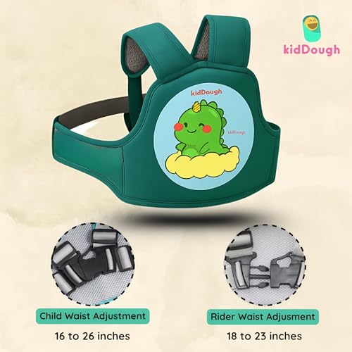 Image of KidDough Baby Safety Belt for Kids | Two Wheeler Bike /Scooty Belt for Kids Safety, Child Harness Safety Belt with Adjustable Baby Carrier for Toddlers & Baby (Cartoon Green)