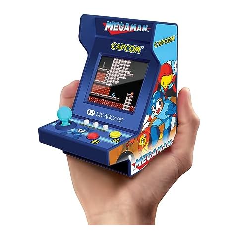 MY ARCADE Mega-Man Pico Player: 3.7" Playable Portable Tiny Arcade Machine with 6 Retro Games, 2" Screen Color Display, Small Cover