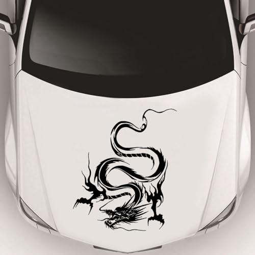 Image of Dragon Graphic Car Hood Sticker Self-Adhesive Vinyl Graphics Decals 19.69'' x 14.57'', Black