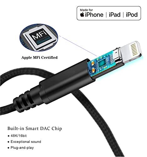 Wahbite Lightning To 3.5Mm Audio Cable Compatible With Iphone 14/13/12/11/Xr/Xs/X/8/7/6 Plus/Se 2, Ipad #TOP1