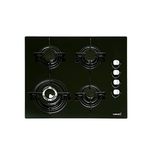 Cata | Encimera de Gas | Modelo CI 631 BK | 4 quemadores de gas Natural | Ancho de 59cm | Acabado en Cristal Negro