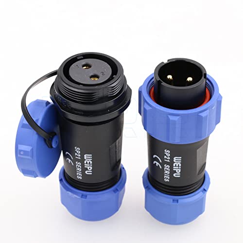 DRRI Weipu IP68 Stecker SP21 2-poliger Stecker Buchse mit Staubkappe Inline-Kabel SP2110/P SP2111/S