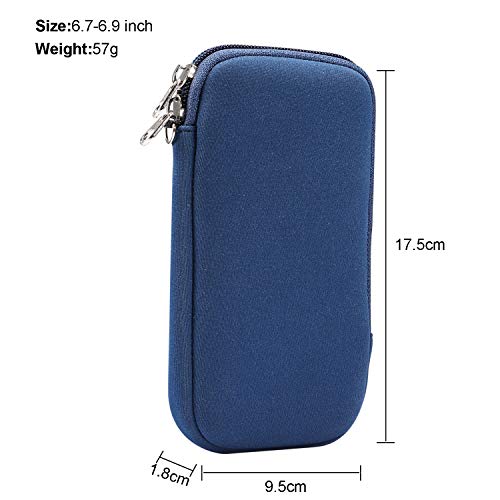 Neoprene Cell Phone Pouch Soft Elastic Shockproof Mobile Phone Case+Necklace Lanyard Crossbody Sleeve For Iphone 12 Pro Max Xs, Samsung Galaxy Note 20 Ultra A51 A72 Lg V50 V40 Thinq (Navy Blue) #TOP2