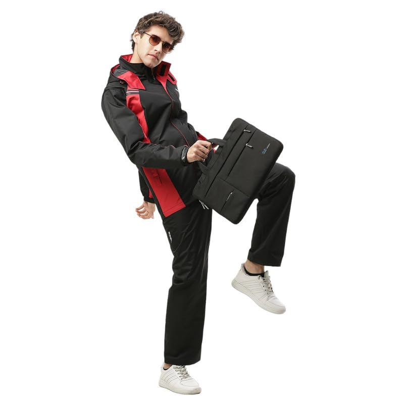 Image of ZEEL Rain Coat for Men Waterproof for Bike Riders with Adjustable Hood along with inner pockets,Waterproof Raincoat with Polyester Jacket,Pants and Waterproof Drawstring Bag