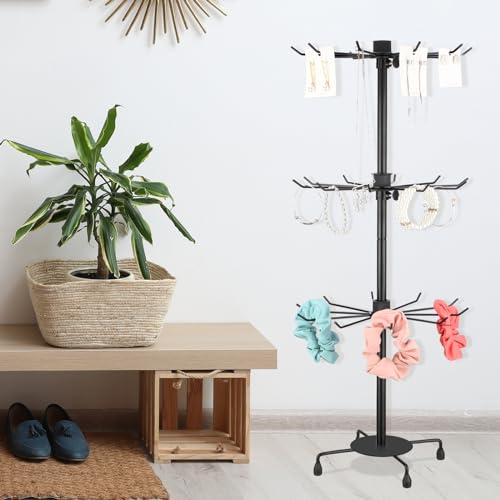 Yaocom 2 Pcs Spinning Jewelry Display Stand 3 Tier Rotating Keychain Earring Retail Display Rack Adjustable Fashion Counter Jewelry Tree Display Holder Organizer For Women Men Valentine'S Day thumb #5