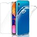 Produktbild LeathLux Hülle Kompatibel mit Galaxy A10 Hülle mit Panzerglas, Durchsichtig Case Transparent Silikon TPU Schutzhülle Premium 9H Gehärtetes Glas für Galaxy A10