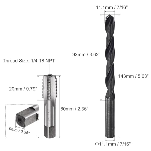Tarauds 1/4-18 NPT foret helicoidal oxyde noir kit reparation plomberie