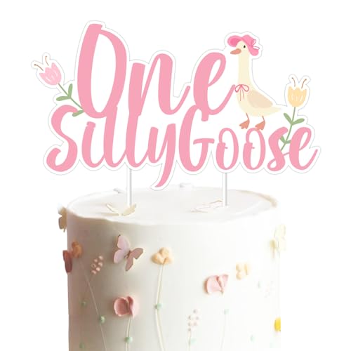 Decoración para tarta de ganso, decoración de cumpleaños de ganso rosa, decoración de pastel de cumpleaños, decoración de fiesta de primer cumpleaños para niñas, suministros de primer cumpleaños