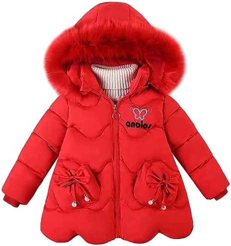 L SERVER Winterjacke Mädchen - Parka Mit Fellkragen Für Kalte Tage