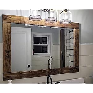 Natural Rustic Wood Framed Mirror Handmade in the USA 20 Stain Colors Provincial Rustic Reclaimed Styled Wood Farmhouse Decor Bathroom Vanity Wall Mirror