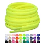 Puzeam 2 Pairs Oval Athletic Shoelaces 33 Colors 1/4' Half Round Shoe Laces for Sneakers - Fluorescent Yellow 120