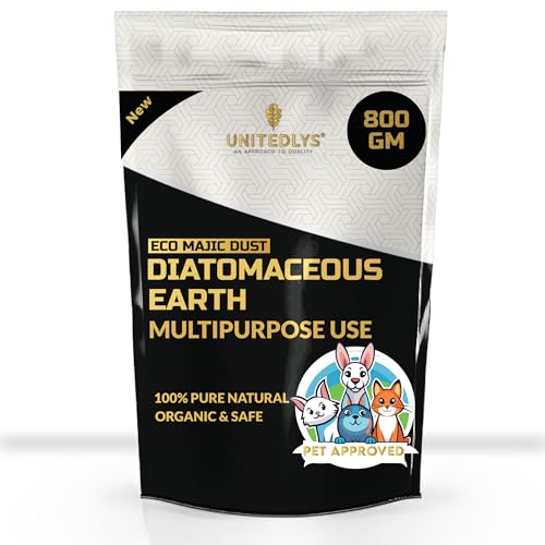 Diatomaceous Earth Powder 800G | 100% Organic Pest Control for Garden | Effective Cockroach Killer and Ant Repellent for Home | Flea Control Dog Powder