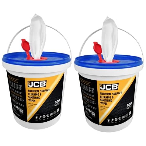 JCB - 2 x 500 Multi Surface Cleaning Wipes - Wet Wipes - Home and Garden Use - JCB Home Essentials for Professional or Home Cleaning Cover