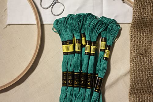 Image of 12 Pieces Sea Green Dark 189 /3850 Premium Embroidery Thread Egyptian Cotton Skeins Cross Stitch Embroidery Floss Oeko TEX Stranded Sea Green 189