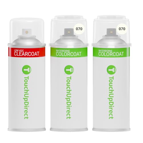 TouchUpDirect Car Paint Touch Up Spray Kit – Compatible with Toyota 070 Blizzard Pearl Tricoat Exact Match Auto Paint Kit with Car Color Spray and Clearcoat, for Repainting or Scratch Repair, Essential Kit