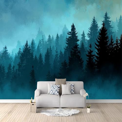 Papier peint panoramique brume pins 350x256cm pour salon - 4