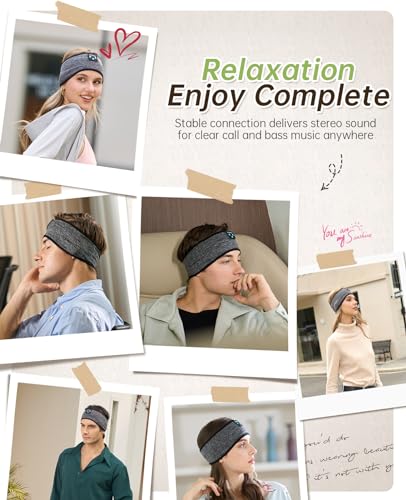 Image of Perytong 2 Pack Sleep Headphones Headband, Bluetooth 5.4 Sleeping Headphones for Side Sleepers with Ultra-Thin Stereo Speakers, Wireless Sport Music Headband Earphones for Workout Yoga Running