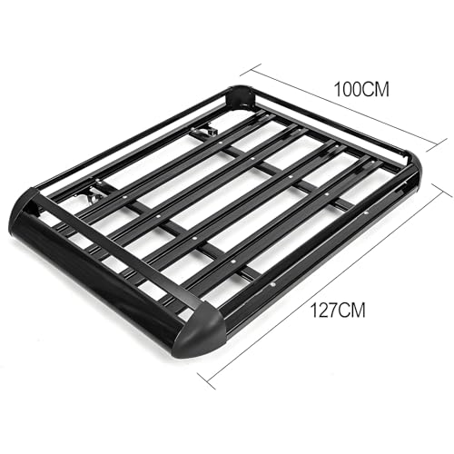 XJYMCOM Roof Rack Basket Tray Luggage Cargo Carrier 127Cm with Bars & Wind Fairing Rooftop Luggage Holder Aluminium for Car SUV Truck - Image 5