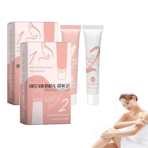 Auures Kit de Crema Depilatoria, Crema Depilatoria Facial, Crema Depilatoria Calmante, Kit de Depilación Smooth & Shine para Cara Labial (2 Set)