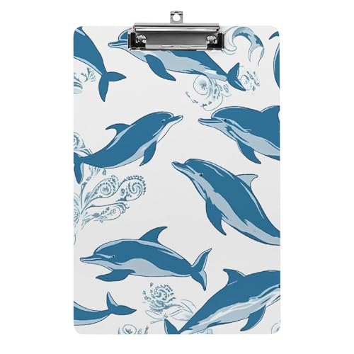 Porte-bloc dauphin bleu A4 en acrylique idéal pour prendre des notes au bureau et à l'école