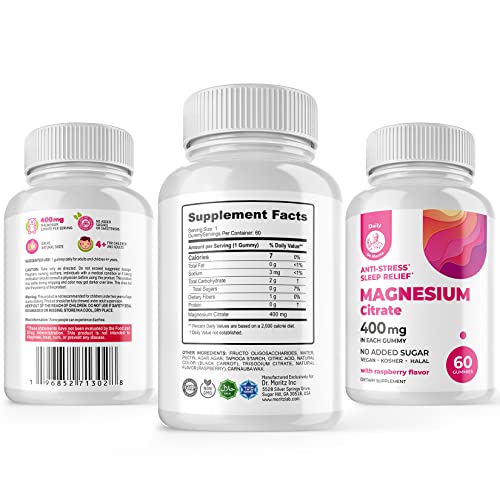 Magnesium Gummies Sugar-Free - Calm Magnesium Gummies Supplement For Children, Sugar-Free Magnesium Calm Chews For Kids & Adults (60 Count) #TOP5