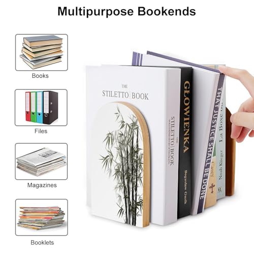 Sujetalibros de bambú resistente para evitar la caída de libros en las baldas 4